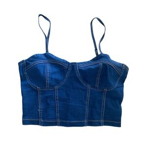 Thrill Jeans juniors cami cropped top with adjustable straps dark-washed size M